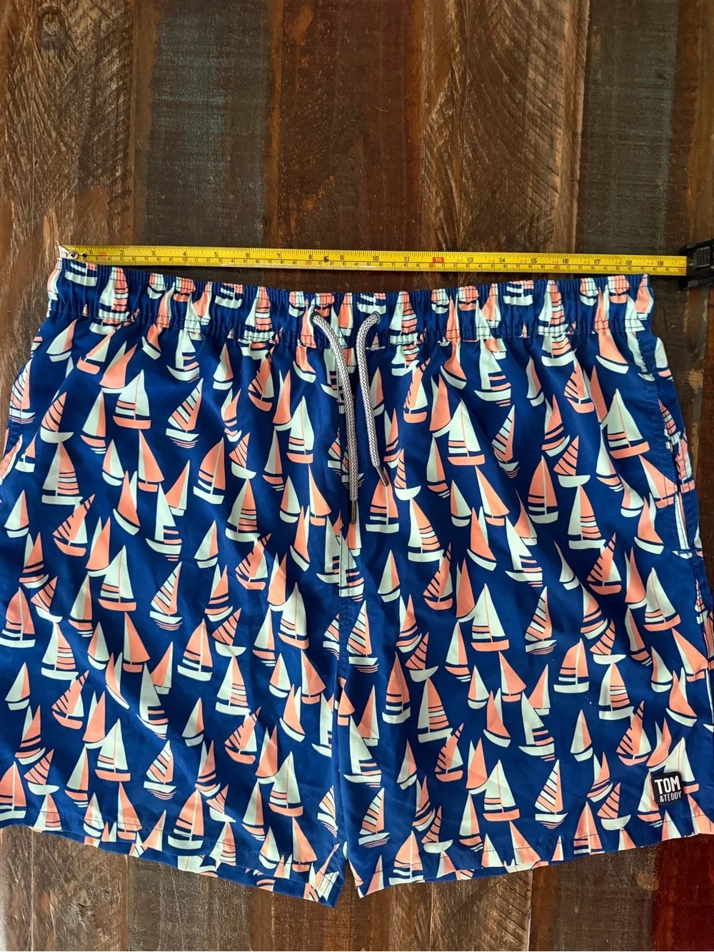 Tom & Teddy Men’s XXL Bright Blue Sailboat Print Swim Trunks | SKU 0718